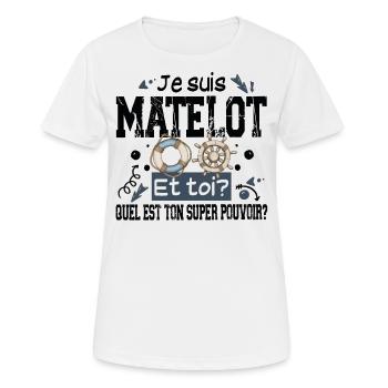 Matelot Super Pouvoir Militaire Marine Nationale - T-shirt respirant Femme - blanc - Devant - AI Model Female 172 dark (172cm)