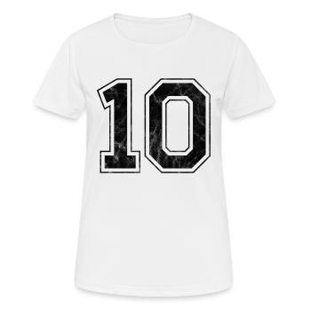 Anzahl 10 - Frauen T-Shirt atmungsaktiv - Weiß - Vorne - AI Model Female 172 dark (172cm)