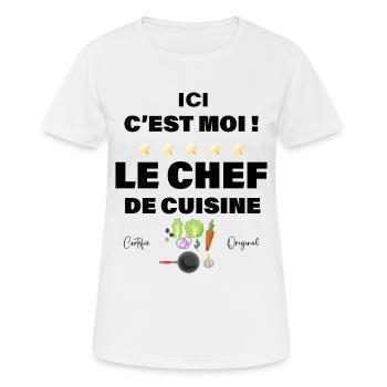 Chef Cuisinier Cadeau Parfait Pour Mon Papa - T-shirt respirant Femme - blanc - Devant - AI Model Female 172 dark (172cm)