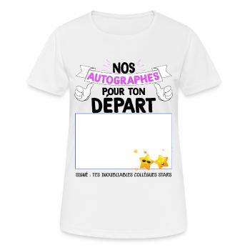 Départ D'une Collègue Humour Autographes - T-shirt respirant Femme - blanc - Devant - AI Model Female 172 dark (172cm)