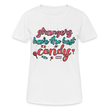 Les étrangers ont les meilleurs bonbons - T-shirt respirant Femme - blanc - Devant - AI Model Female 172 dark (172cm)
