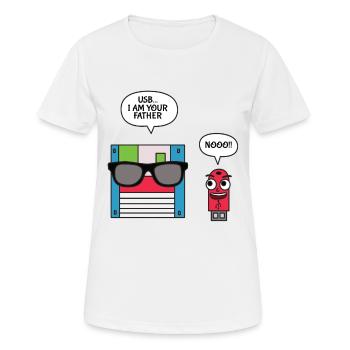 Disquette USB, je suis votre père T-shirt, Geek - T-shirt respirant Femme - blanc - Devant - AI Model Female 172 dark (172cm)