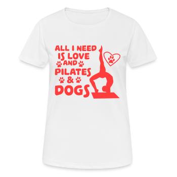 L'amour des chiens et du yoga Tshirt Design - T-shirt respirant Femme - blanc - Devant - AI Model Female 172 dark (172cm)