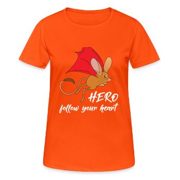 Héros de conception de t-shirt Jerboa mignon, intelligent et drôle - T-shirt respirant Femme - orange néon - Devant - AI Model Female 172 dark (172cm)