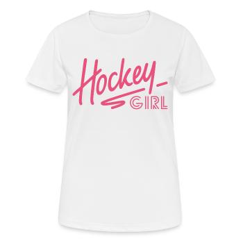 Hockey girl logo - Women's Breathable T-Shirt - white - Front - AI Model Female 172 dark (172cm)