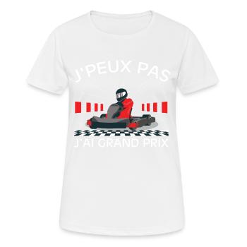 Ich kann nicht, ich habe ein Grand-Prix-Autorennen - Frauen T-Shirt atmungsaktiv - Weiß - Vorne - AI Model Female 172 dark (172cm)