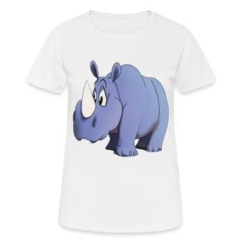 Kawaii Cartoon Rhino - Women's Breathable T-Shirt - white - Front - AI Model Female 172 dark (172cm)