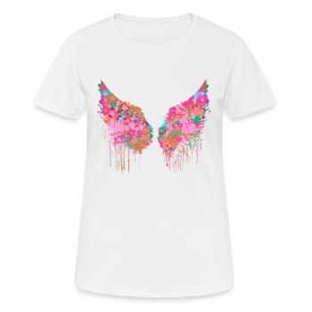 Angelwings,Wings,Coloré,Angel Wings,Fleurs - T-shirt respirant Femme - blanc - Devant - AI Model Female 172 dark (172cm)