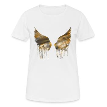 Angelwings,Ailes,Or,Ailes d’Ange,Métallique - T-shirt respirant Femme - blanc - Devant - AI Model Female 172 dark (172cm)
