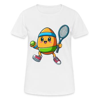 Osterei-Tennis, Tennisspieler Osterfest - Frauen T-Shirt atmungsaktiv - Weiß - Vorne - AI Model Female 172 dark (172cm)