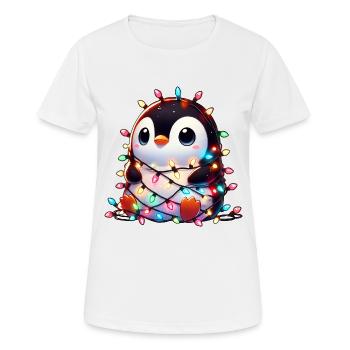 Clumsy Christmas penguin tangled in - Women's Breathable T-Shirt - white - Front - AI Model Female 172 dark (172cm)