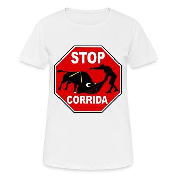 Stop corrida - T-shirt respirant Femme - blanc - Devant - AI Model Female 172 dark (172cm)