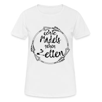 MÄDELS ZELTEN ZELTLAGER CAMPING SPRÜCHE GESCHENK - Frauen T-Shirt atmungsaktiv - Weiß - Vorne - AI Model Female 172 dark (172cm)