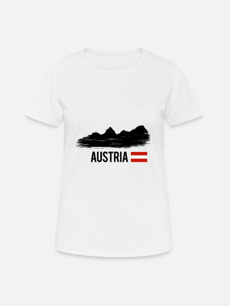 Österreich - "Berge" - Dame T-shirt svedtransporterende - hvid
