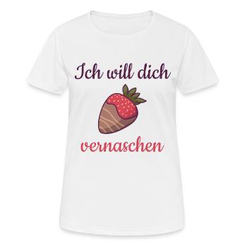 Valentinstag will dich vernaschen Liebe Erdbeere - Frauen T-Shirt atmungsaktiv - Weiß - Vorne - AI Model Female 172 dark (172cm)