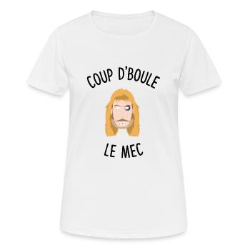 François l'embrouille Coup d'boul le mec - T-shirt respirant Femme - blanc - Devant - AI Model Female 172 dark (172cm)
