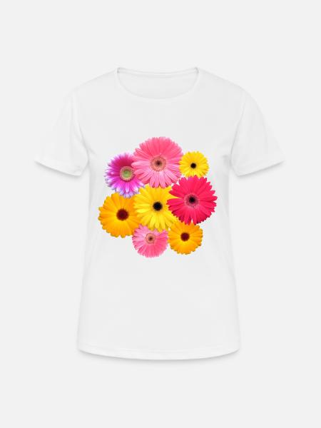 Gerbera Blume bunt blühende Gerberas Blüten floral - Frauen T-Shirt atmungsaktiv - Weiß