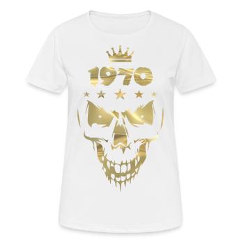 1970: L’Or du crâne (Skull Gold) - T-shirt respirant Femme - blanc - Devant - AI Model Female 172 dark (172cm)