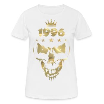 1996: L’Or du crâne (Skull Gold) - T-shirt respirant Femme - blanc - Devant - AI Model Female 172 dark (172cm)