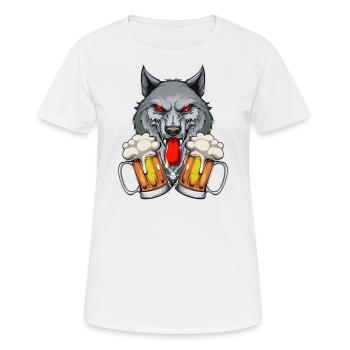 03 Party Wolf deux litres de bière pour trinquer Cheers - T-shirt respirant Femme - blanc - Devant - AI Model Female 172 dark (172cm)