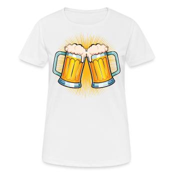 01 Zwei Bierkrüge Maßkrüge zum anstoßen Prost - Frauen T-Shirt atmungsaktiv - Weiß - Vorne - AI Model Female 172 dark (172cm)
