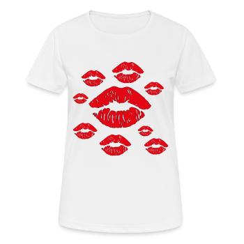 Kisses - Women's Breathable T-Shirt - white - Front - AI Model Female 172 dark (172cm)