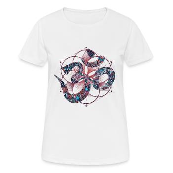 Spirituelles Om Zeichen Psychedelisches Muster - Frauen T-Shirt atmungsaktiv - Weiß - Vorne - AI Model Female 172 dark (172cm)