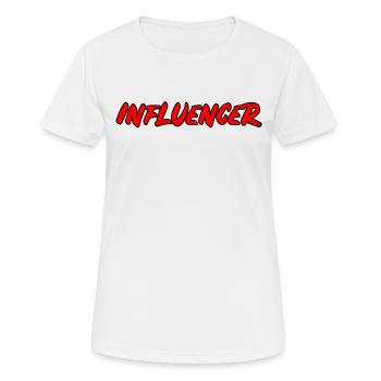 Influencer - kräftiger Popart Schriftzug - Frauen T-Shirt atmungsaktiv - Weiß - Vorne - AI Model Female 172 dark (172cm)