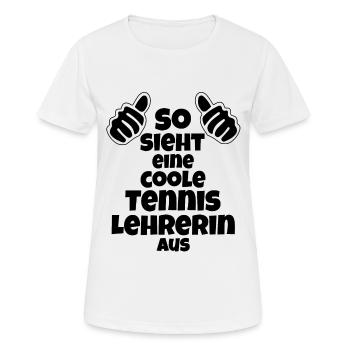 So sieht eine coole Tennislehrerin aus Tennis - Frauen T-Shirt atmungsaktiv - Weiß - Vorne - AI Model Female 172 dark (172cm)