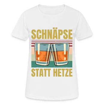 Lustiges Schnaps - Schnäpse Statt Hetze - Retro - Frauen T-Shirt atmungsaktiv - Weiß - Vorne - AI Model Female 172 dark (172cm)