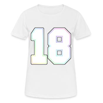 Numéro 18 18e anniversaire arc-en-ciel - T-shirt respirant Femme - blanc - Devant - AI Model Female 172 dark (172cm)