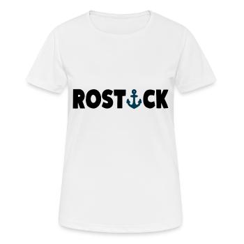 ROSTOCK Hansestadt Anker - Frauen T-Shirt atmungsaktiv - Weiß - Vorne - AI Model Female 172 dark (172cm)