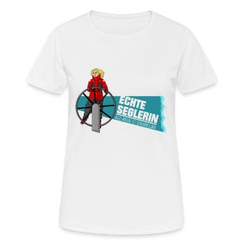 Echte Seglerin - Blond - Skipper - Segelschiff - Frauen T-Shirt atmungsaktiv - Weiß - Vorne - AI Model Female 172 dark (172cm)