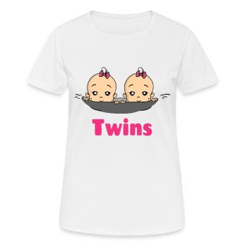 Twins Zwillinge Babys Mädchen Schwangerschaft - Frauen T-Shirt atmungsaktiv - Weiß - Vorne - AI Model Female 172 dark (172cm)