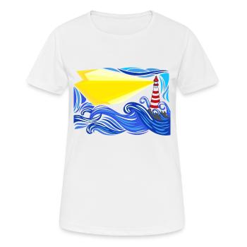 Meer im Sturm mit Leuchtturm - Frauen T-Shirt atmungsaktiv - Weiß - Vorne - AI Model Female 172 dark (172cm)