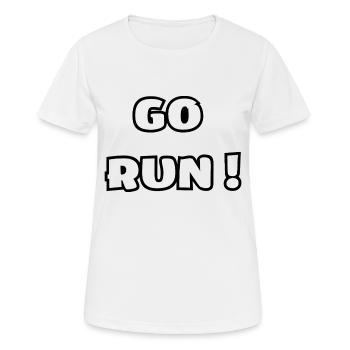 GO RUN ! - T-shirt respirant Femme - blanc - Devant - AI Model Female 172 dark (172cm)
