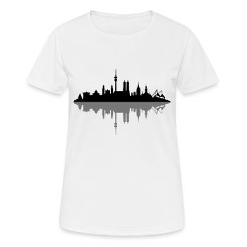 Skyline München Schatten - Frauen T-Shirt atmungsaktiv - Weiß - Vorne - AI Model Female 172 dark (172cm)