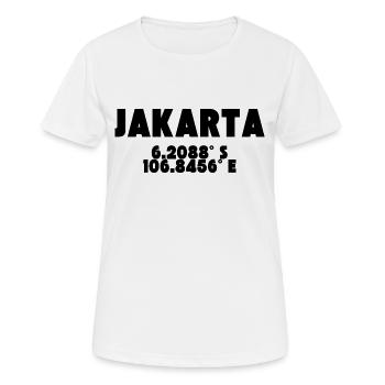 Jakarta - Desing mit Koordinaten - Frauen T-Shirt atmungsaktiv - Weiß - Vorne - AI Model Female 172 dark (172cm)
