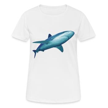 Haie - Frauen T-Shirt atmungsaktiv - Weiß - Vorne - AI Model Female 172 dark (172cm)
