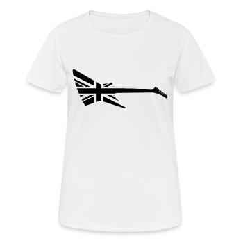 Gitarren Union Jack - Frauen T-Shirt atmungsaktiv - Weiß - Vorne - AI Model Female 172 dark (172cm)