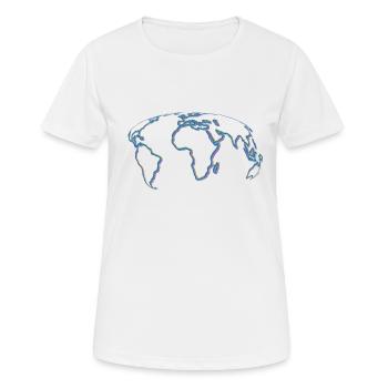 Weltkarte Erdkugel in blau violett - Frauen T-Shirt atmungsaktiv - Weiß - Vorne - AI Model Female 172 dark (172cm)