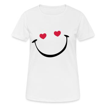 lachendes Gesicht - Frauen T-Shirt atmungsaktiv - Weiß - Vorne - AI Model Female 172 dark (172cm)