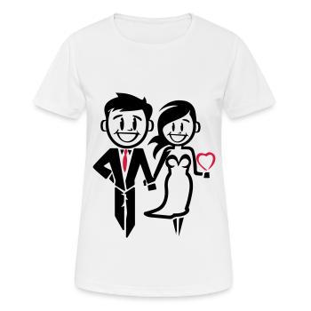 Married Couple Wedding Bride Groom Icon - Women's Breathable T-Shirt - white - Front - AI Model Female 172 dark (172cm)