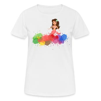 Meerjungfrau mit Farbklecksen - Frauen T-Shirt atmungsaktiv - Weiß - Vorne - AI Model Female 172 dark (172cm)