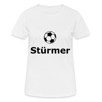 Stürmer - Fußball - Frauen T-Shirt atmungsaktiv - Weiß - Vorne - AI Model Female 172 dark (172cm)