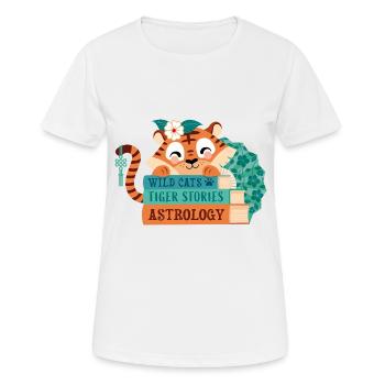 Tiger mit Büchern - Frauen T-Shirt atmungsaktiv - Weiß - Vorne - AI Model Female 172 dark (172cm)