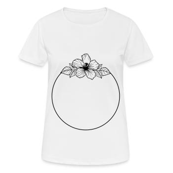 Hibiscus Boho Fleur peinte à la main - T-shirt respirant Femme - blanc - Devant - AI Model Female 172 dark (172cm)