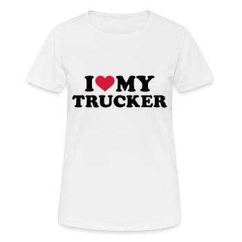 Trucker - Frauen T-Shirt atmungsaktiv - Weiß - Vorne - AI Model Female 172 dark (172cm)