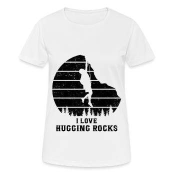 I Love Hugging Rocks Bouldering Rock Boulder Climb - Frauen T-Shirt atmungsaktiv - Weiß - Vorne - AI Model Female 172 dark (172cm)