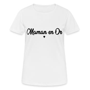 Maman en or cadeau fête des mères - T-shirt respirant Femme - blanc - Devant - AI Model Female 172 dark (172cm)